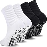 Airpal 2/4 Pairs Kids Youth Grip Soccer Socks Cushioned Non Slip Athletic Sports Socks for Boys Girls Football Basketball