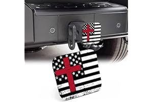 NITAHHHY Trailer Hitch Cover, Black American Flag with Red Cross 2 Inch Hitch Plug Covers Hitch Cover Tube Rubber Towing, Square Receiver Plug Cap for Cars Suvs Trucks