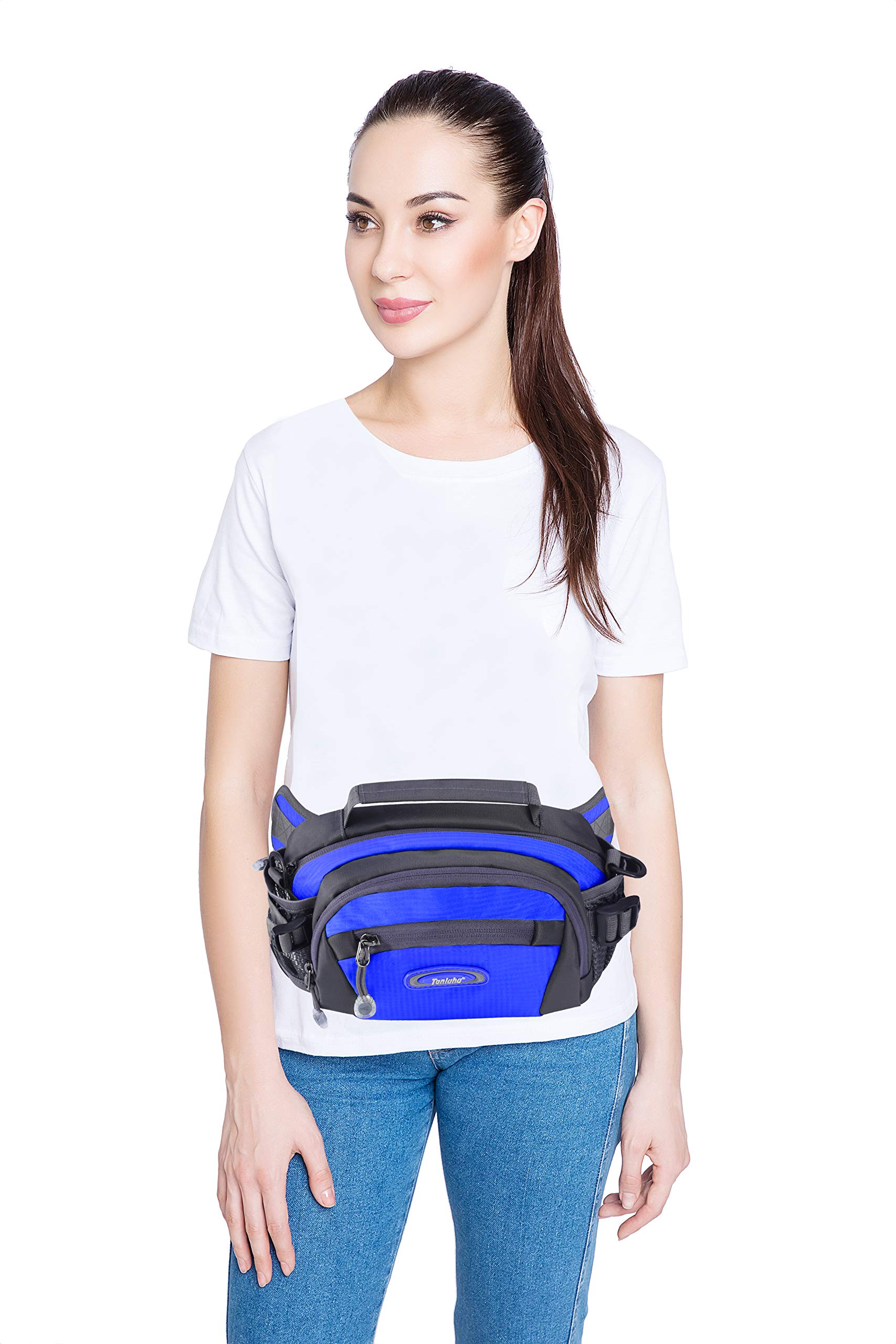 Y&R Direct Fanny Pack Waist Bag Packs Large Running Belt Bum Purse Bags with Bottle Holder Extension Strap Women Men Boy Girls Kids Gifts Waterproof Multicolor Outdoor Walking Hiking (Sky Blue)