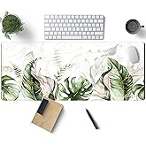 Green Tropical Leaves Desk Mat XL Large Gaming Mouse Pad Green Sage Plant Laptop Keyboard Mouse Mat Office Supplies Desk Decor Accessories for Women, Desk Mats Pads on top of Desks, 31.5x11.8 in
