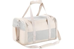 Monanller Fashion Leather Dog Carrier, Airline Approved Cat Carrier Soft Sided Pet Bag Carrier Purse for Puppy Kitten Small Animals White