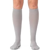 Comrad Nylon Knee High Socks - 20-30mmHg Firm Compression Socks, (Heather Grey, Medium Wide Calf) - Soft & Breathable Support Socks for Men, Pregnant Women, Nurses, Workout, Home, Work & Travel