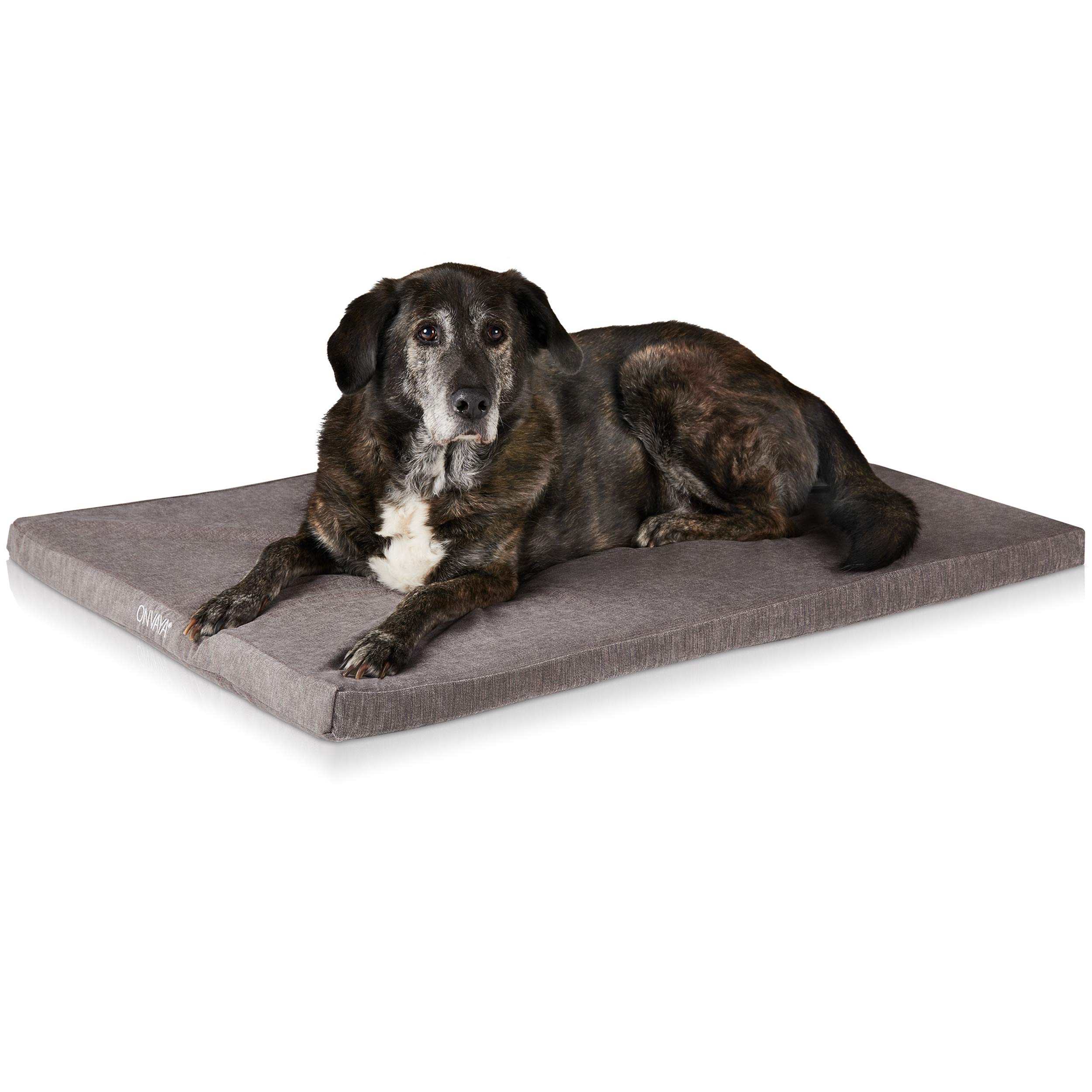 ONVAYA® Orthopaedic Memory Foam Dog Cushion Washable at 95 Degrees Grey Size S-XXL Dog Bed Mattress Dog Mat Cushion (M (78 x 55 x 5 cm)