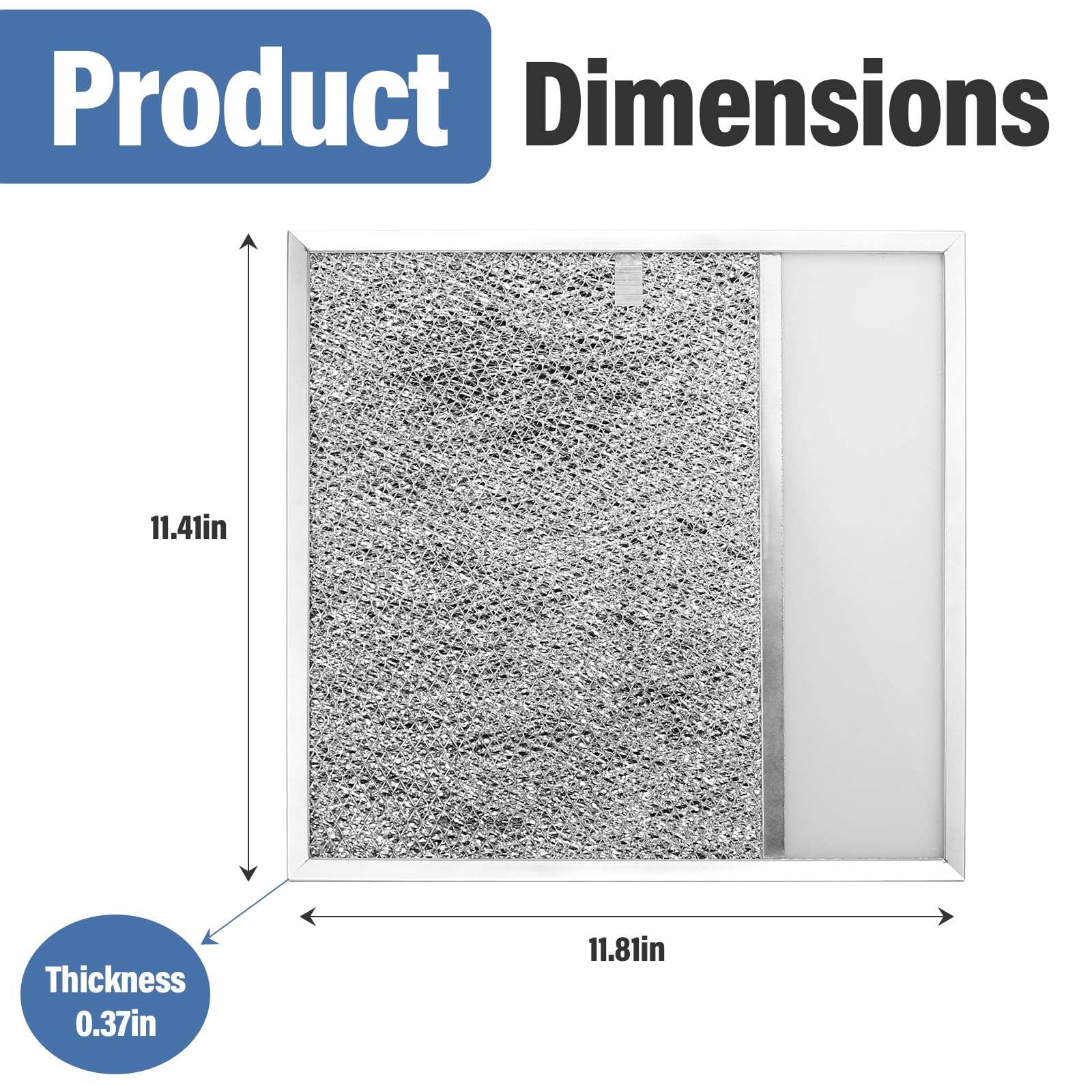BP57 Range Hood Filter with Light Lens for Broan-NuTone Kitchen Exhaust Grease Filter,Stove Hood Vent Air Filter,11-1/2 X 11-3/4 X 3/8 Reinforced Aluminum Frame fit 43000 R610045, Series 1-Pack