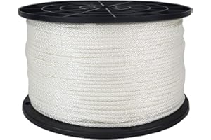 QUALITY NYLON ROPE 1/8 inch White Dacron Polyester Rope - 500 Foot Spool | Solid Braid - Industrial Grade - High UV and Abrasion Resistance - Low Stretch