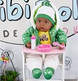 The Magic Toy Shop BiBi Doll 20in Black Ethnic Baby Boy Green Outfit Sounds view 5