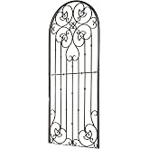 H Potter Garden Trellis - 72" Tall Heavy Duty Metal &amp; Ground Stakes | 60 lb Solid Iron Scrollwork Panel, 1" Metal Frame, Charcoal Brown