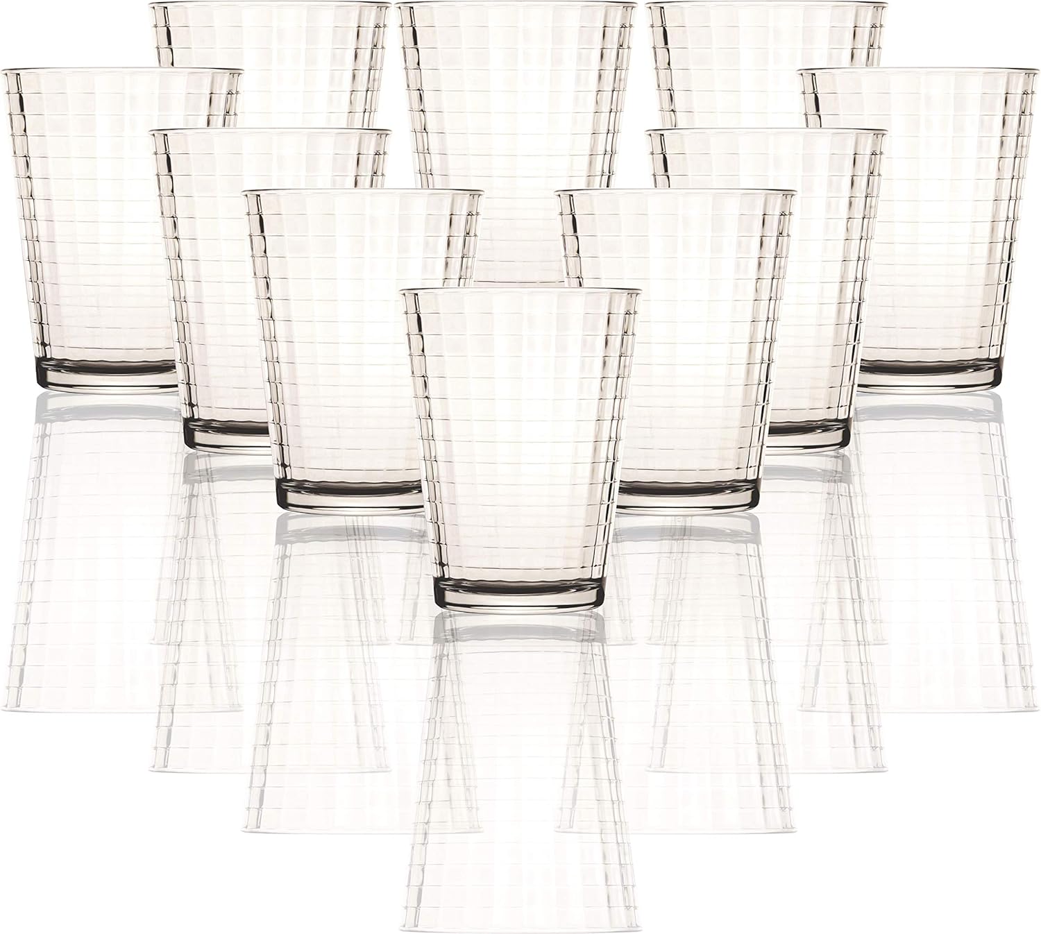 Circleware LQ Windowpane Set of 10 Juice Drinking Glasses, 7 ounce