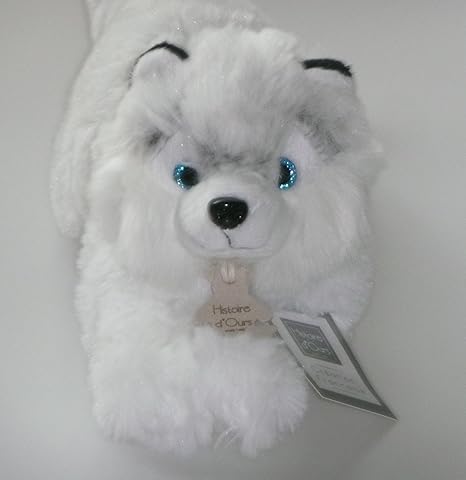 Histoire D Ours Peluches Et Doudous Doudou Chien Hushy Blanc Chine Oreilles Noires Yeux Bleus Peluche Bebe 32 Cm Genre Bebe Fille Garcon Amazon Co Uk Baby