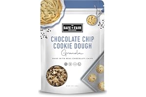THE SAFE + FAIR FOOD COMPANY Safe + Fair Chocolate Chip Cookie Dough Granola – Gluten-Free, Dairy-Free & Vegan Snack – Allergen-Free, Non-GMO, and No Artificial Ingredients – 12oz Pack