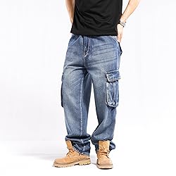 LUOBANIU Men's Baggy Jeans Hip Hop Loose fit 90s