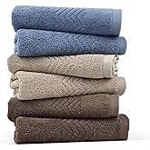 Cleanbear Cotton Washcloths Bath Wash Cloth Set 13&rdquo; x 13&rdquo;, 6-Pack 3 Colors | Large Bathroom Wash Cloths for Showering, Soft Enough and Absorbent Face Cloths