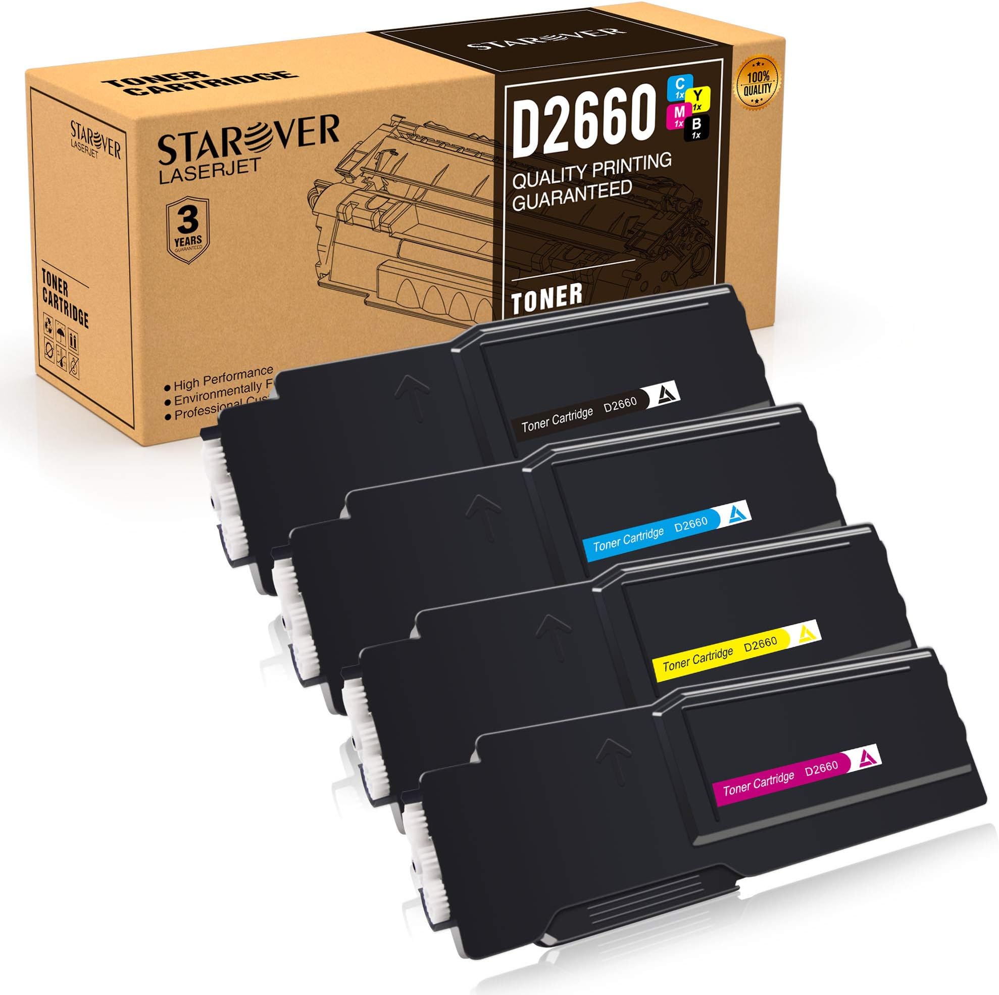 STAROVER Compatible Toner Cartridge Replacement for Dell C2660dn C2665dnf - 4 Pack