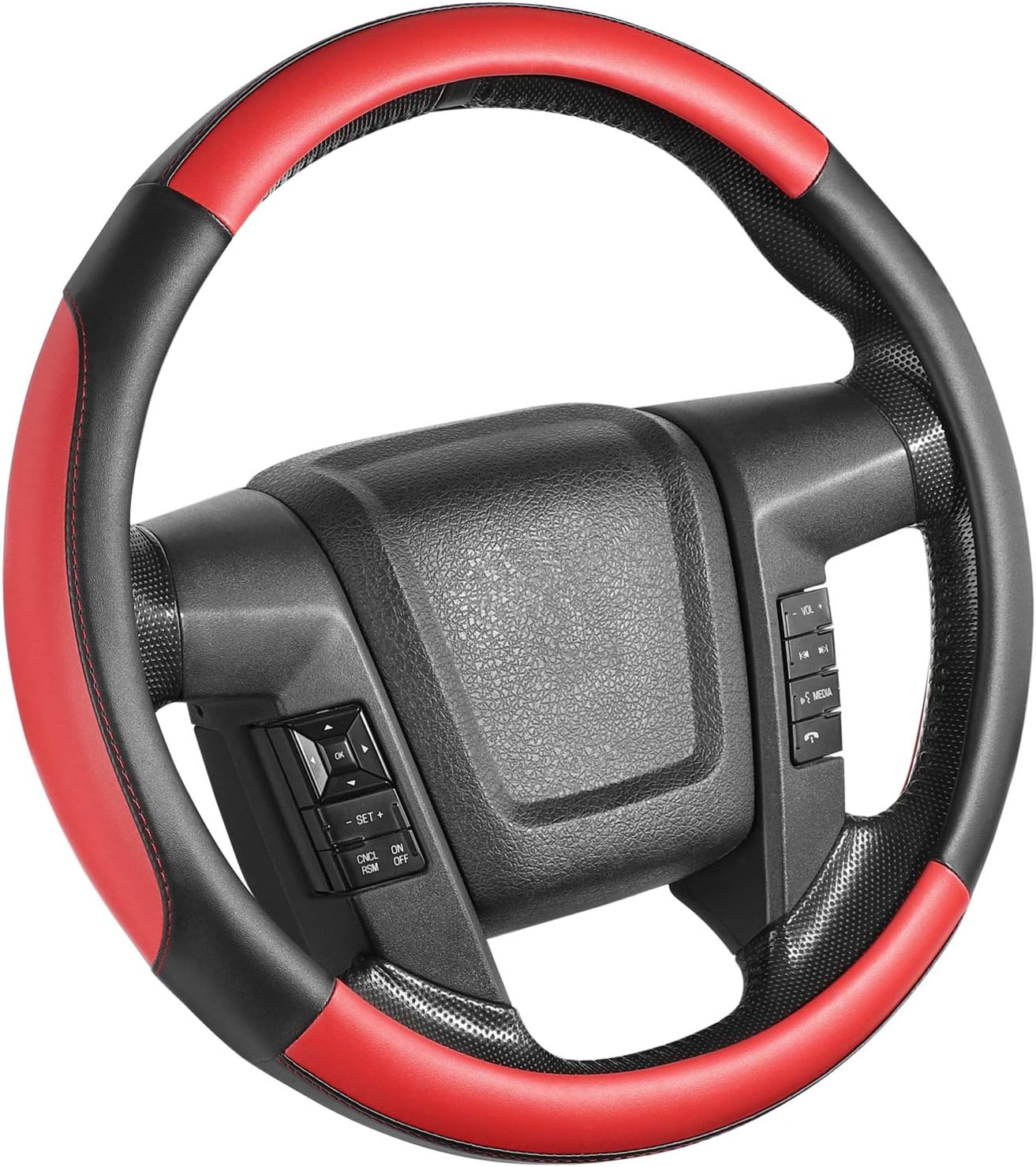 SEG Direct Black Microfiber Leather Auto Car Steering Wheel Cover Universal 15 inch: Automotive