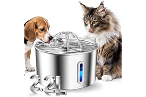 BALIMOPET Cat Water Fountain Stainless Steel - 74oz/2.2L Pet Dog Water Dispenser Automatic Silent Cats Dispenser for Drinking Indoor Metal Kitty Spout Fountains with 3 Filters & 3 Sponges Christmas Stuff Gifts