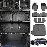 AOMSAZTO Floor Mats and Cargo Mat Compatible with 2020-2026 Toyota Highlander (7 Seats Only): Heavy Duty TPE All Weather Protection Car Floor Mats - 3 Rows Full Set Rubber Highlander Cargo Liner