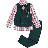 DISAUR Boys Suits Toddler Tuxedo Suit Wedding Ring Bearer Outfit Vest Pants Dress Shirt Bowtie Boutonniere for 2-8 Years