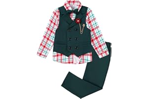 DISAUR Boys Suits Toddler Tuxedo Suit Wedding Ring Bearer Outfit Vest Pants Dress Shirt Bowtie Boutonniere for 2-8 Years