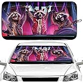 Funny Raccoon Car Windshield Sun Shade Foldable Sunshade Front Window Cover Sun Visor Protector Accessories (59x27.5 inches)