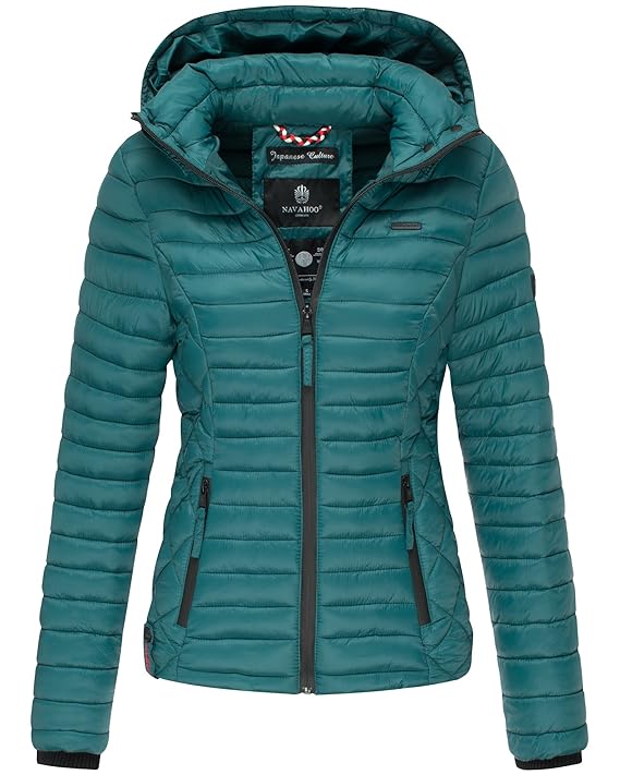 Marikoo Damen Übergangs Steppjacke Herbst Winter Jacke mit Kapuze 19 Farben mit Camouflage XS - XXL Samtpfote