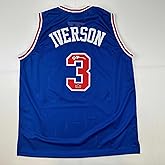 Facsimile Autographed Allen Iverson Philadelphia Blue Reprint Laser Auto Basketball Jersey Size Men's XL