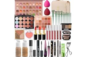 SHELAKIN All in One Makeup Kit for Women Full Kit, Professional Travel Makeup Kit for Women & Teens, Foundation Eyeshadow Lipstick Brow Pencil Eyeliner Contour Powder, Complete Make Up Gift Set for Beginners