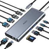 USB C Docking Station Dual Monitor for HP,Laptop Docking Station 3 Monitors | USB C Hub Dock Triple Display to 2 HDMI 4K,DP,Ethernet,6 USB,PD,SD/TF,USB C Adapter 14 in 1 Computer Docking Station for Dell