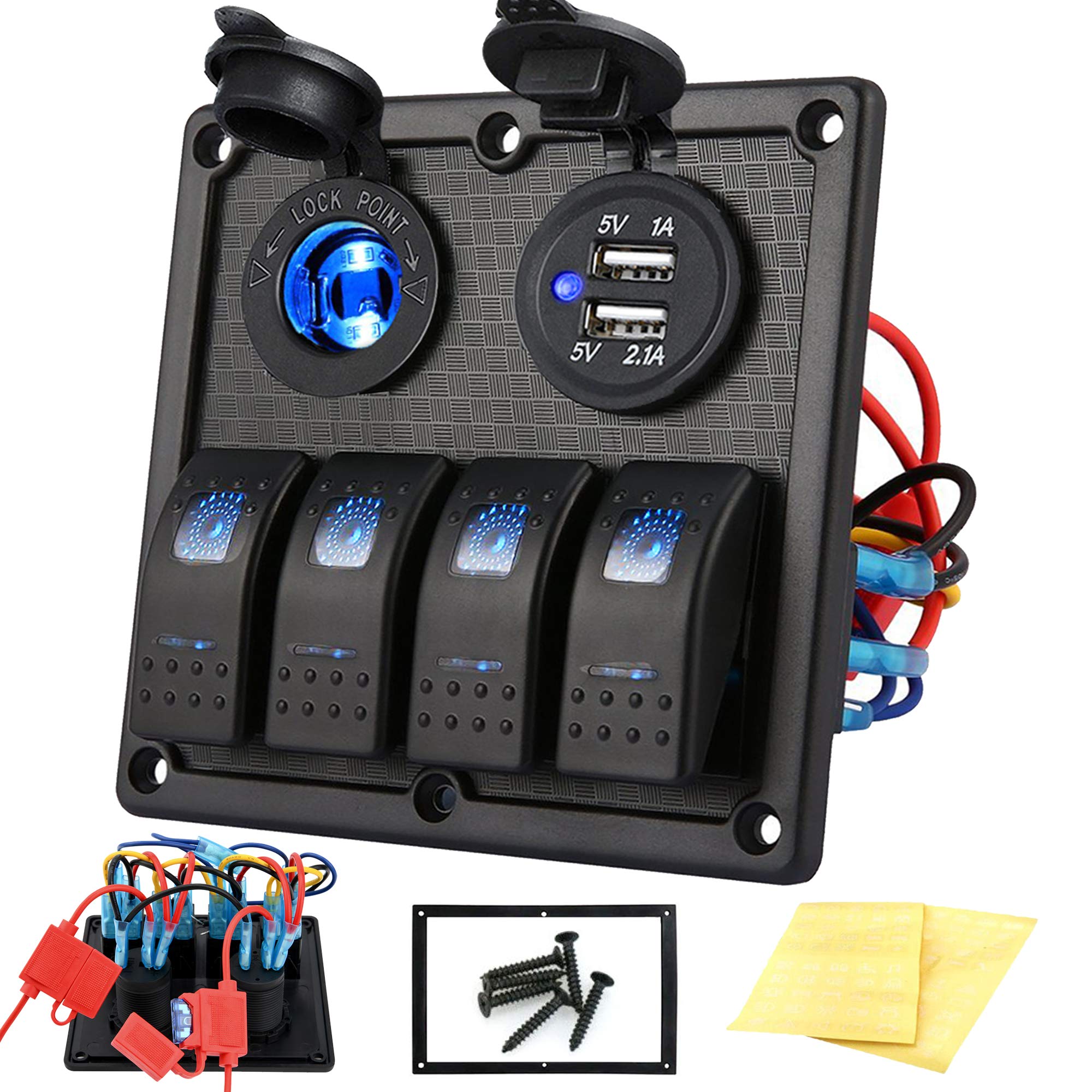 Mua Kohree 4/6 Gang Marine Boat Rocker Switch Panel, 12V Waterproof LED