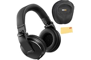 Pioneer DJ HDJ-X5 Over-Ear DJ Headphones - Black Bundle with Case and Austin Bazaar Polishing Cloth