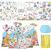 woric 100PCS Easter Cellophane Treat Bags with Gift Tags Easter Bunny Candy Bags Clear Egg Goodie Bag with 100 Twist Ties for Spring Party Favor Supplies