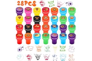 MGFAION 28Pcs Highland Cow Birthday Party Stamps for Kids, Cartoon Highland Cow Themed Party Supplies Self-Inking Stampers Great for Cow Party Favors Rewards Goodie Bag Pinata Fillers Stuffers Crafts DIY Card