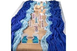 Wehhbtye 15 Pcs Passover Table Runner and Centerpiece, Passover Parting The Red Sea Tablecloth, Jewish Pesach Table Decoratio