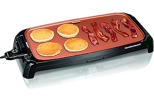 Hamilton Beach Durathon Ceramic Griddle Electric with 200 Square inch PTFE & PFOA Free Cooking Surface (38519R)