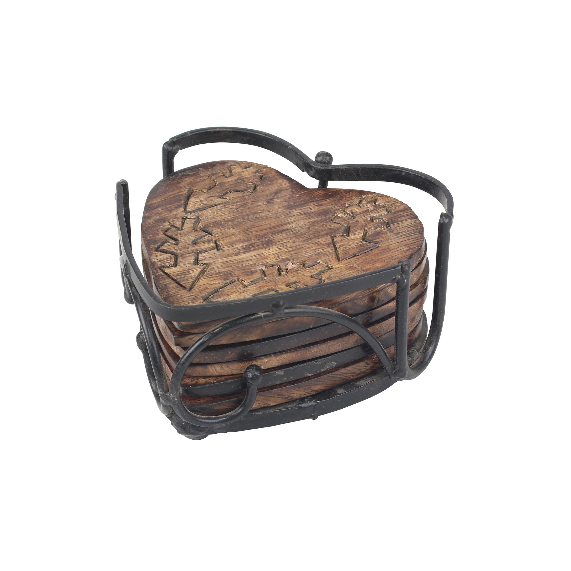 Stonebriar Set of 6 Wooden Heartshaped Coasters