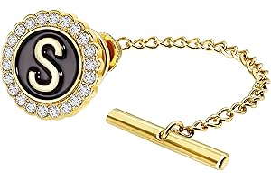 HAWSON Gold Cufflinks and Tie Tack for Men, Gold Cufflinks Crystal with Lapel Pins for Men's Women Set, Tie Tack with Chain on Tie Wedding Business Accessories