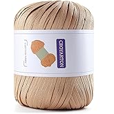 Raffia Ribbon Yarn for Crochet Brown Cotton Yarn for Crocheting Beach Hat | Each 114 Yds/104 m, 1.76 Oz/50g Cotton Ribbon Yarn for Crocheting Ribbon Paper Yarn for Beginners DIY Hand Knitting Handbag