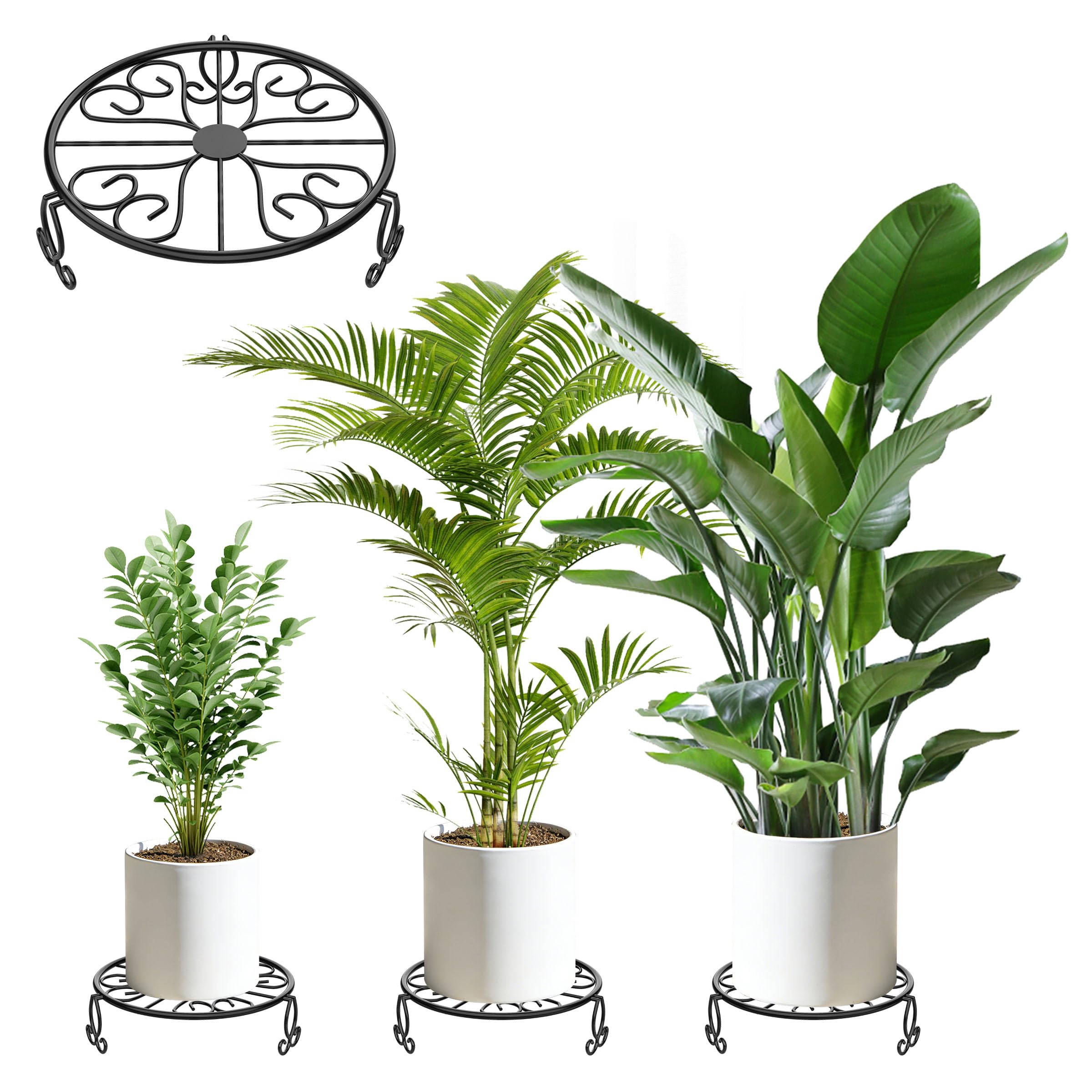 3-Pack Wrought Iron Plant Stands Black 9Inch Pot Stand Holder