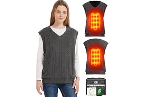 CYCYHEAT Heated Sweater Jacket Vest for Men and Women, 7.4V Lightweight Heating Sweater Coat with 10000mAh Battery