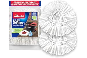 Vileda Genuine EasyWring Mop Head Replacement (Pack of 2) | Machine Washable & Reusable Spin Mop Refills | Safe and Effective