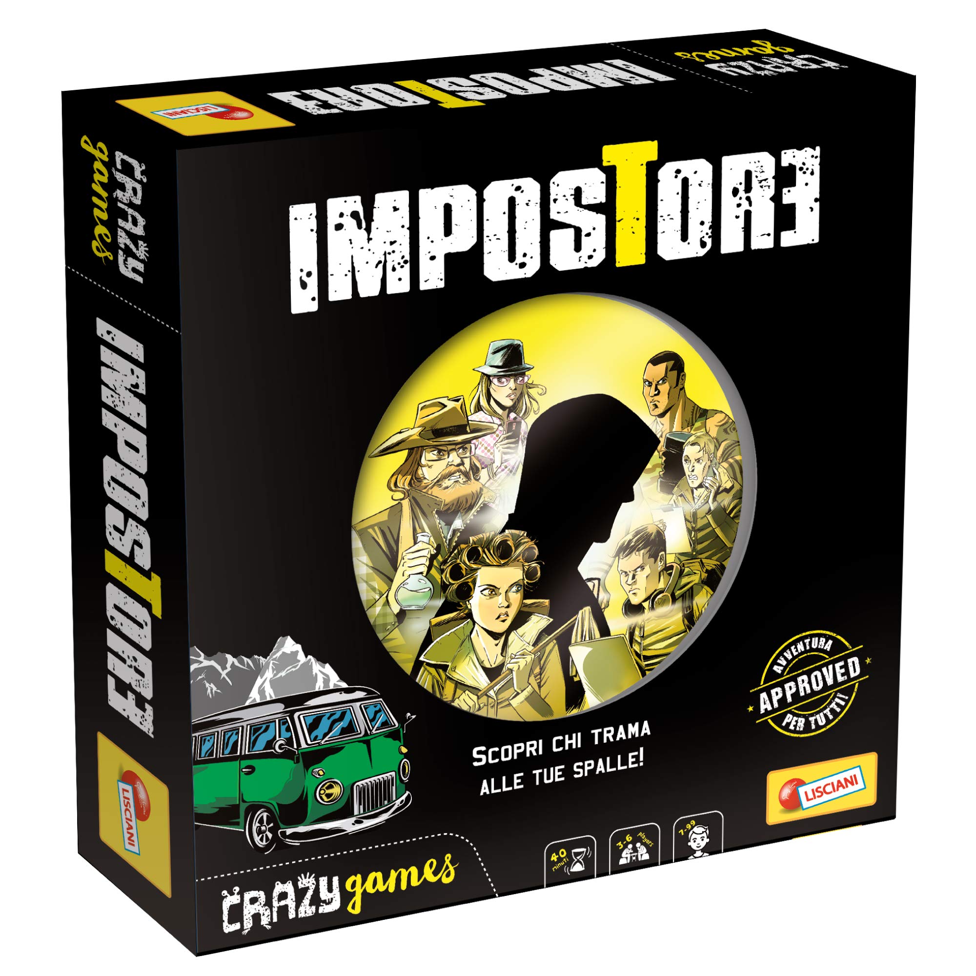 Liscianigiochi - Crazy Games Impostor Board Game, 6 Players, Ages 7+, Multi-coloured, 87334