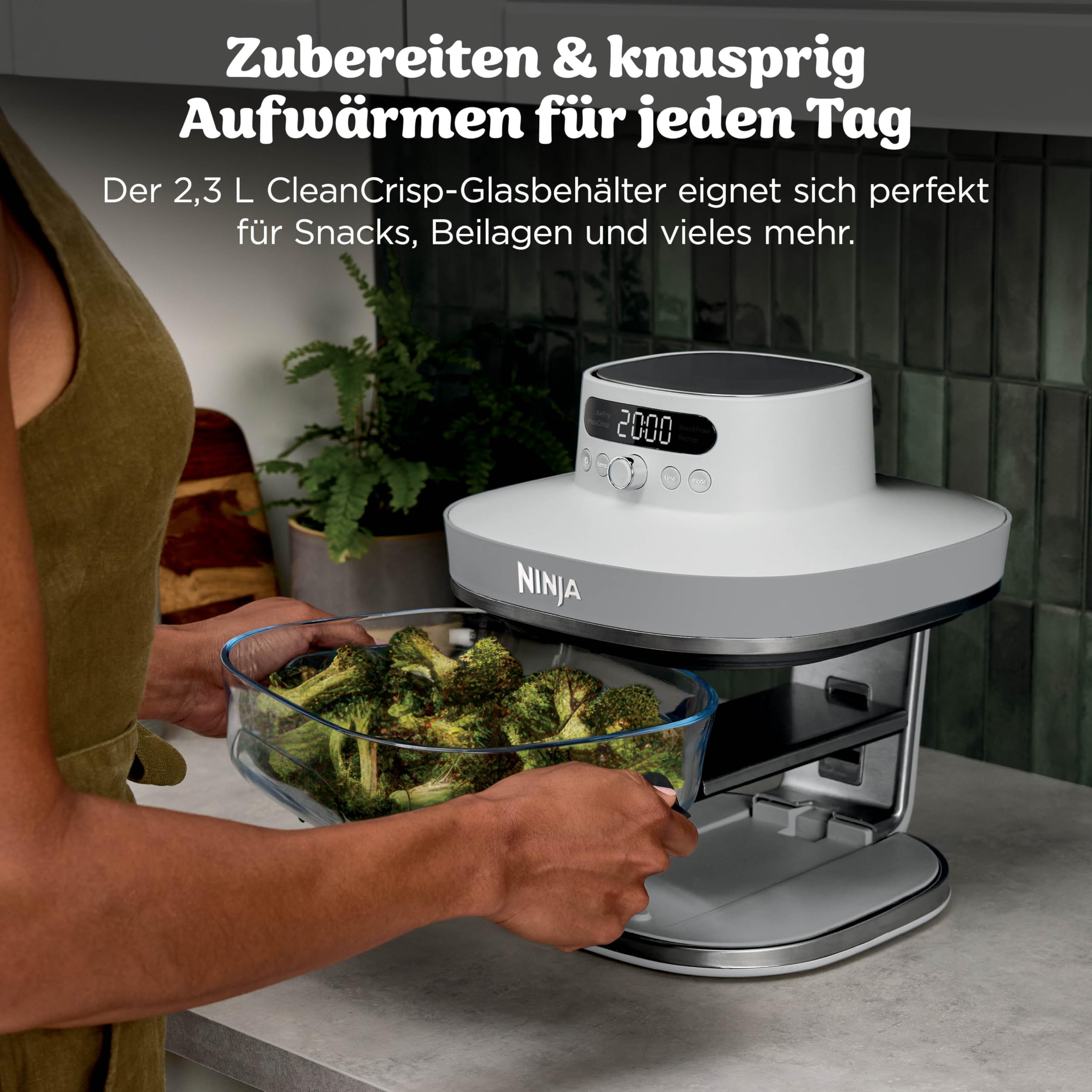 Ninja CRISPi PRO XL Glas-Heißluftfritteuse (Air-Fryer), 5 voreingestellte Zubereitungsfunktionen, inkl. CleanCrisp-Glasbehälter (5,7 l und 2,3 l) und Aufbewahrungsdeckel, Weiß AS090EUWH 9
