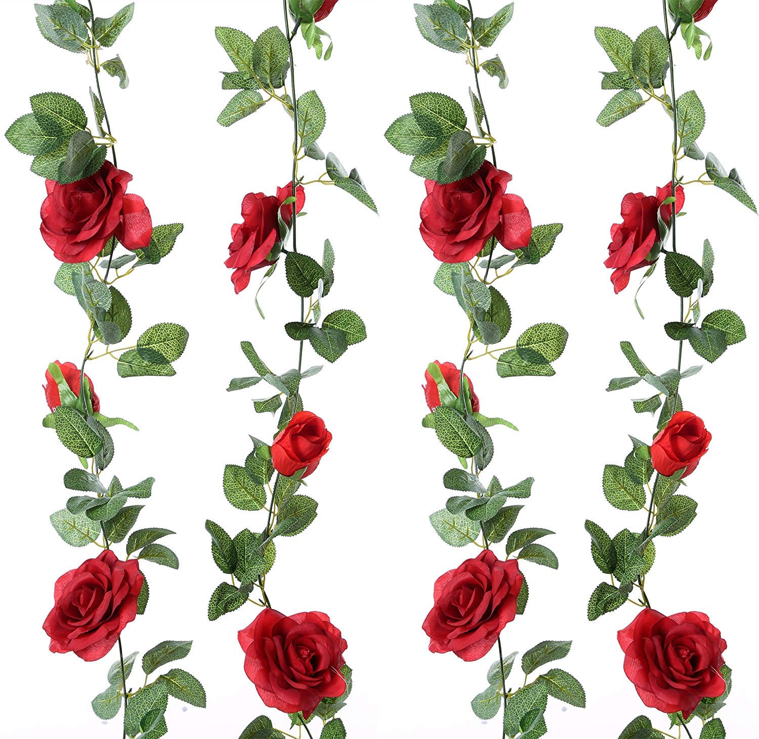 home pack of 2pcs artificial silk rose flowers leaf garland ivy leaves vines flower for wedding home hotel party garden craft art decor red artificial dried flora uni tankers dk