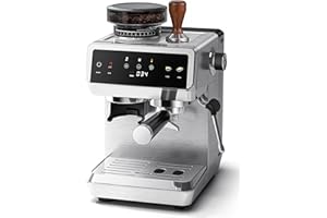 AMZCHEF 20 Bar Semi Automatic Espresso Machine with Built-in Coffee Grinder | 44 Grind Settings & 4-Temperature Control for H