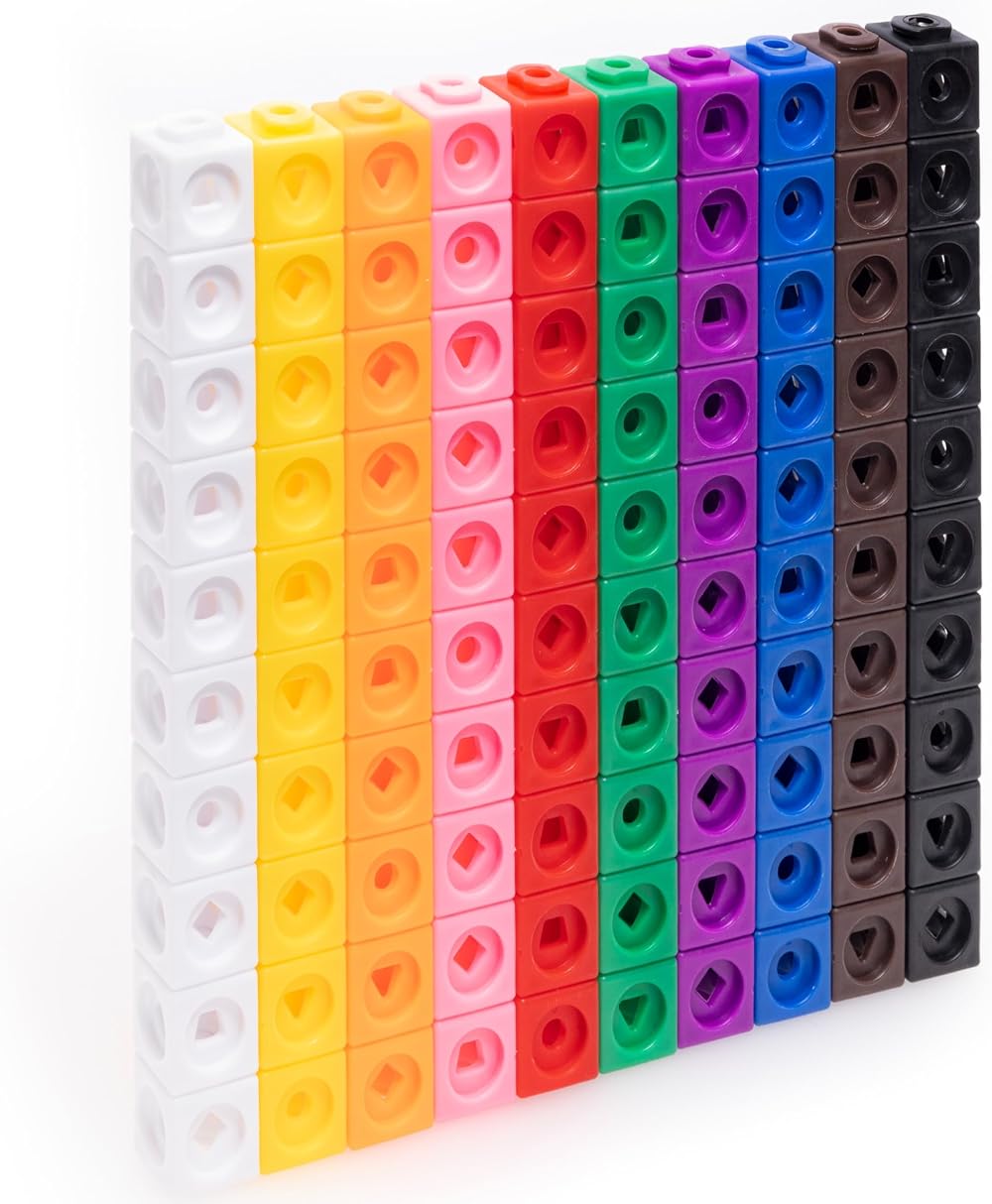 Temple Lodge Maths Cubes 100-Piece Set 10 Colours & Shapes Fidget Linking Cubes