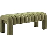 Scingu 43.3" Long Bench, Upholstered Entryway Bench, Modern End of Bed Ottoman with Wood Legs and Adjustable Foot Pegs for Be