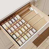 Spice Drawer Organizer, 4 Tier Clear Acrylic Expandable From 13" to 26" Seasoning Jars Drawer Insert, Kitchen Drawer Spice Ra