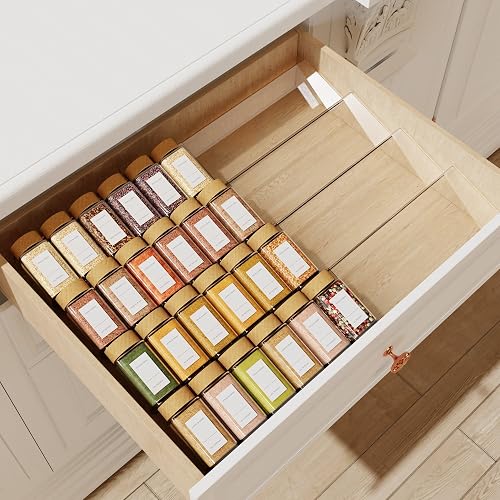 Spice Drawer Organizer, 4 Tier Clear Acrylic Expandable From 13" to 26 ...