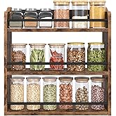 BCOZLUX Spice Rack Wall Mounted, Wood 3 Tier Spice Rack for Countertop, Vertical Spice Organizer for Spice Jars and Seasonings, Hanging Spice Shelf for Kitchen Cabinet, or Pantry, Rustic Brown