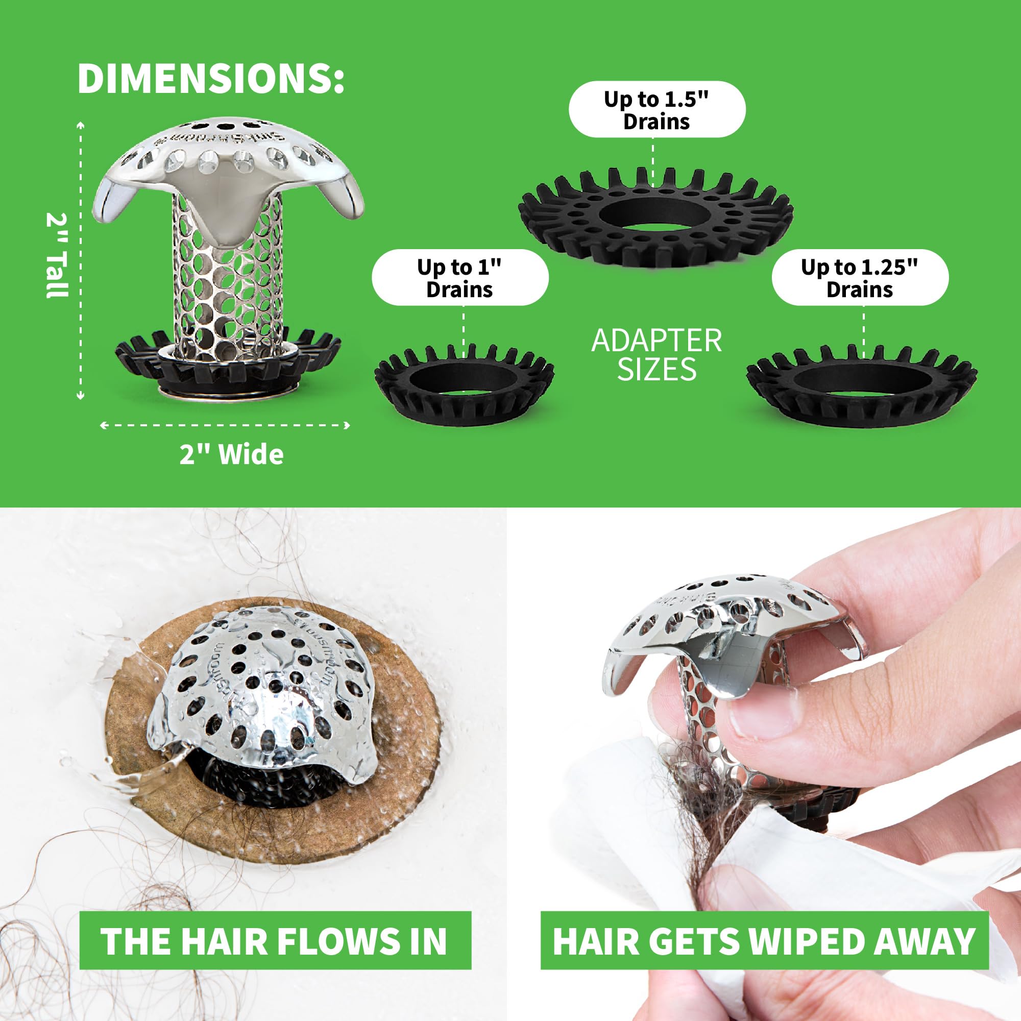 SinkShroom Ultra Revolutionary Bathroom Sink Drain Protector, Stainless Steel