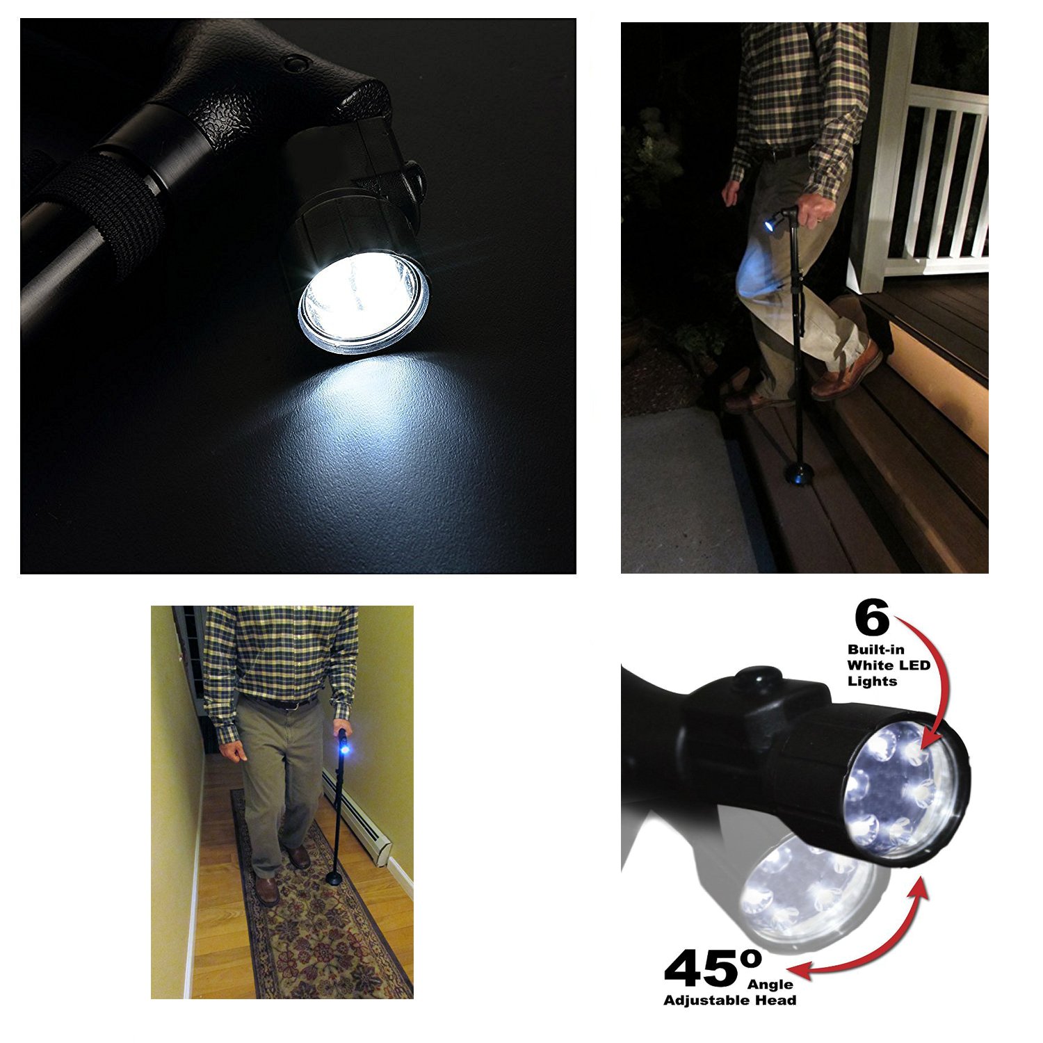 BeGrit Folding Cane Walking Stick - Adjustable Height Lightweight Collapsible Walking Cane with LED Light Non Slip for Men and Women